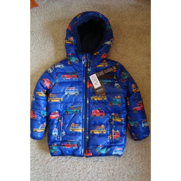 The Children's Place Other - The Children's Place Blue Car Themed Fleece/Sherpa Puffer Primaloft Jacket Size